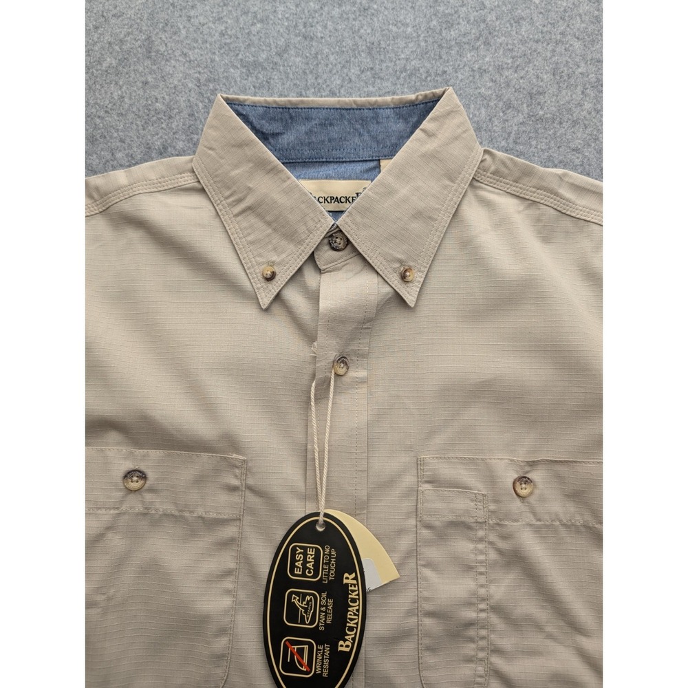 Backpacker Men's Shirt LT Beige Button Up Long Sleeve Pockets Nwt‎ - Picture 2 of 11